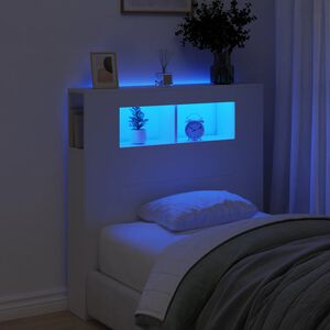 vidaXL LED galvūgalis, baltas, 100x18,5x103,5cm, apdirbta mediena
