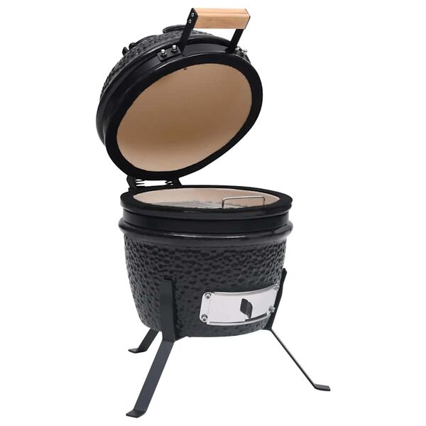 vidaXL Keramikinė Kamado kepsninė-rūkykla, 56 cm, juoda spalva