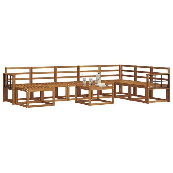 vidaXL Lauko sofos komplektas 9 pcs Natūrali Kietos akacijos mediena