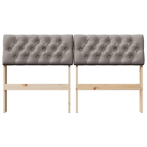 vidaXL Apmu&scaron;ta lovos galvūgalis Taupe 140 cm Kietos pu&scaron;ies mediena