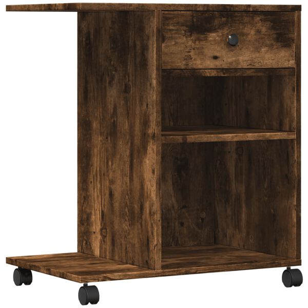 vidaXL Spausdintuvo stovas su ratukais, dūminio ąžuolo, 60x40x68,5cm