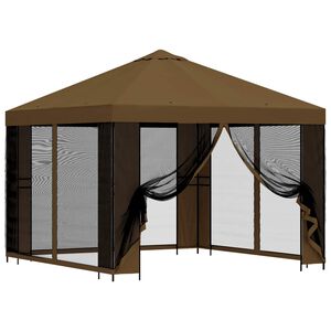 vidaXL Sodo pavėsinė su &scaron;oninėmis sienelėmis 3 x 3 m Taupe