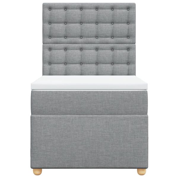 vidaXL Lova su spyruoklėmis ir čiužiniu, pilka, 90x200 cm, audinys