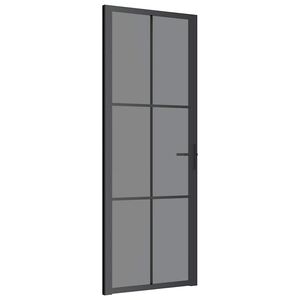 vidaXL Vidaus durys, juodos, 76x201,5cm, ESG stiklas ir aliuminis