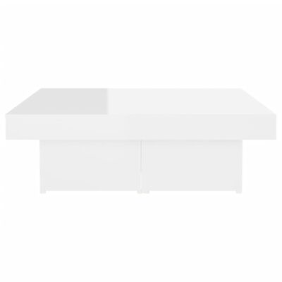 vidaXL Kavos staliukas, baltos spalvos, 90x90x28cm, MDP, blizgus
