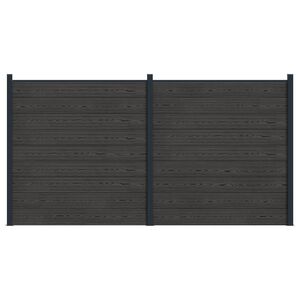 vidaXL Tvoros rinkinys 2 vnt. 353 x 186 cm WPC ir aliuminis Juoda