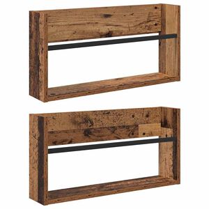 vidaXL Žurnalų stovas su lentyna 2 pcs Senas medis 60 x 12 x 30 cm