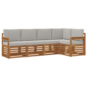 vidaXL Sekcijos sofų komplektas 5 pcs Natūrali ir &scaron;viesiai pilka