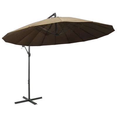 vidaXL Kabantis skėtis nuo saulės, taupe, 3m, aliuminio stulpas