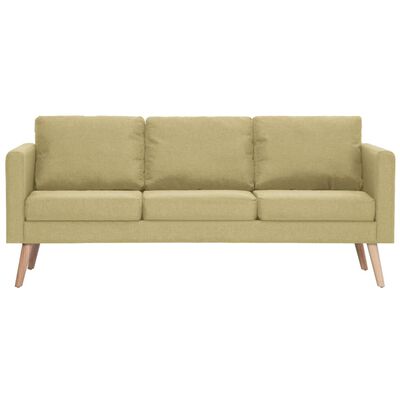 vidaXL Trivietė sofa, žalia, audinys