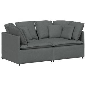 vidaXL Modulinė sofa su pagalvėlėmis, audinys, tamsiai pilka