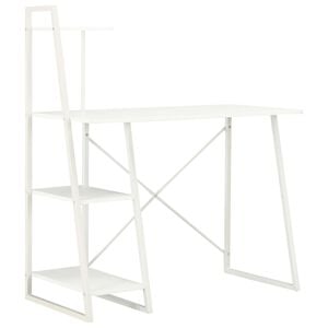 vidaXL Stalas su lentyna, baltos spalvos, 102x50x117cm