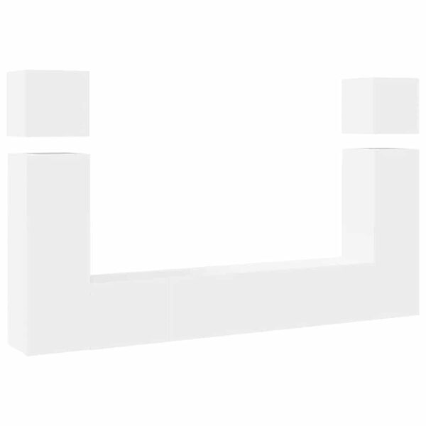 vidaXL Televizoriaus spintelių komplektas, 8 dalių, baltas, mediena