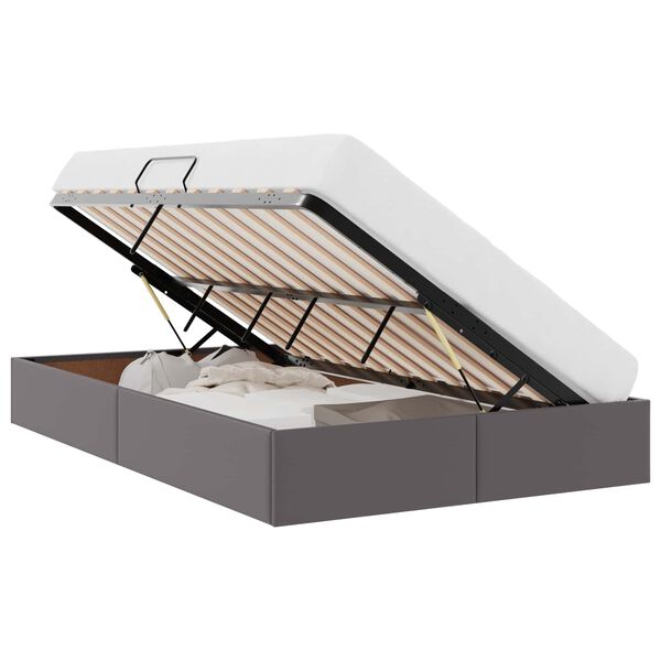 vidaXL Saugos lova su čiužiniu Pilka 120 x 200 cm Dirbtinė oda