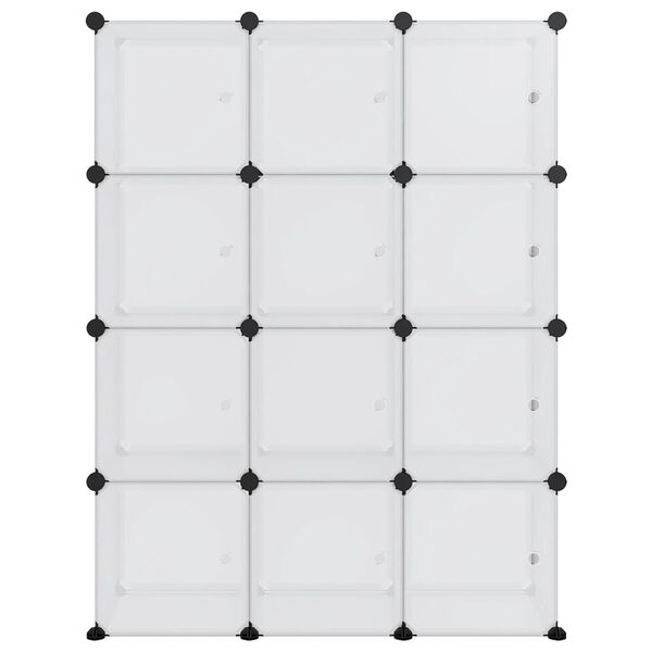 vidaXL Daiktadėžė su kubeliais ir durelėmis, 12 kubelių, permatomas PP