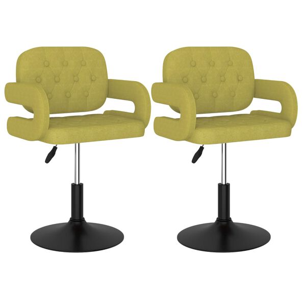 vidaXL Pasukamos valgomojo kėdės, 2vnt., žalios spalvos, audinys