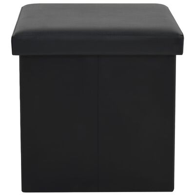 vidaXL Sulankstoma taburetė-daiktadėžė, juodos spalvos, dirbtinė oda