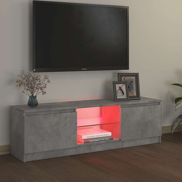 vidaXL TV spintelė su LED ap&scaron;vietimu, betono pilka, 120x30x36cm