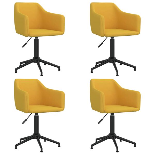 vidaXL Pasukamos valgomojo kėdės, 4vnt., geltonos spalvos, aksomas