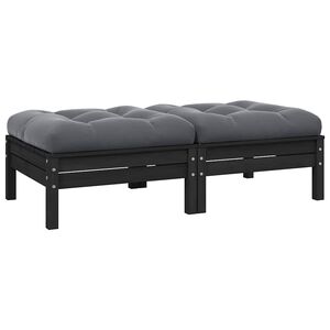 vidaXL Dvivietė sodo sofa su pagalvėlėmis, juoda, pu&scaron;ies masyvas