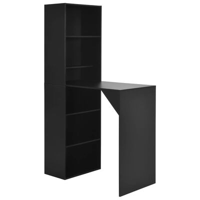 vidaXL Baro stalas su spintele, juodos sp., 115x59x200cm