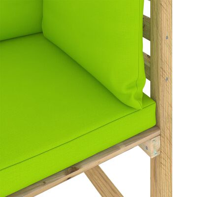 vidaXL Kampinė sodo sofa su pagalvėlėmis, žaliai impregnuota pušis