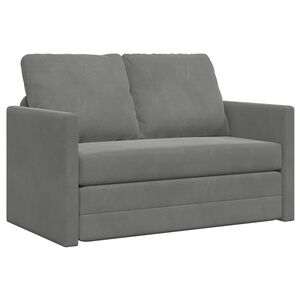 vidaXL Grindų sofa-lova, 2-1, tamsiai pilka, 122x204x55cm, aksomas