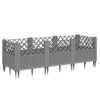 vidaXL Sodo lovelis su kuoliukais, pilkas, 123,5x43,5x43,5cm, PP
