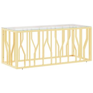 vidaXL Kavos staliukas, 110x45x45cm, nerūdijantis plienas ir stiklas