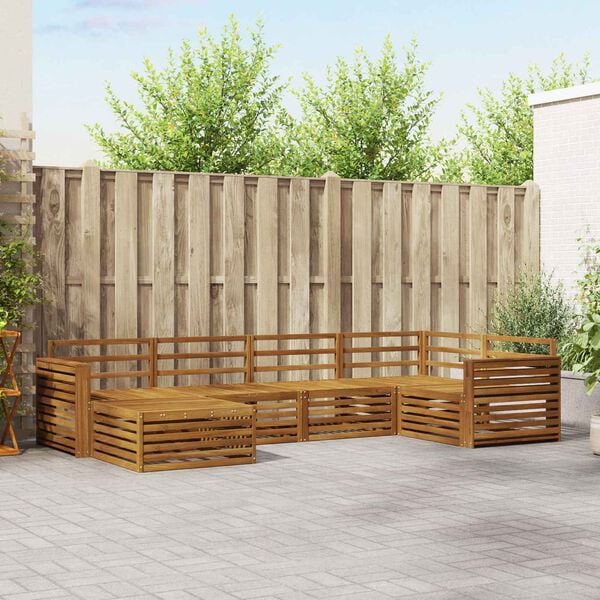 vidaXL Lauko sofos komplektas 6 pcs Natūrali