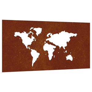 vidaXL Sodo sienos dekoracija, 105x55cm, corten plienas, žemėlapis