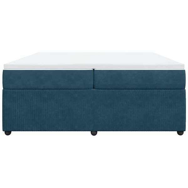 vidaXL Lova su spyruoklėmis ir čiužiniu, mėlyna, 200x200 cm, aksomas