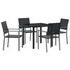 vidaXL Sodo valgomojo komplektas 5 pcs Juoda PE ratanas