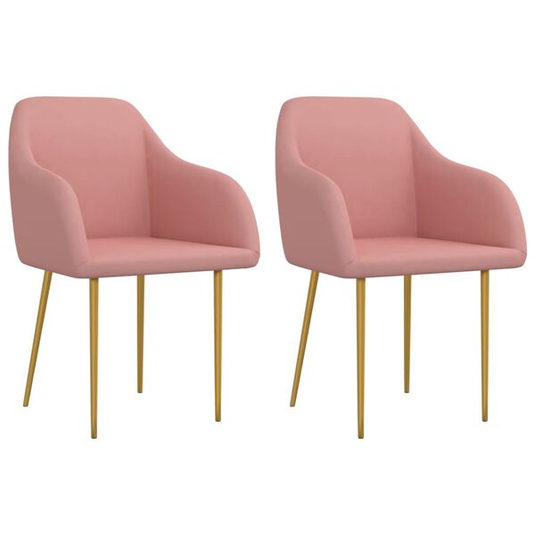 vidaXL Valgomojo kėdės, 2vnt., rožinės spalvos, aksomas