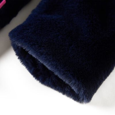 Vaikiškas paltas, tamsiai mėlynos spalvos, dirbtinis kailis, 92 dydžio