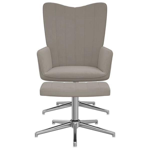 vidaXL Poilsio kėdė su pakoja, &scaron;viesiai pilkos spalvos, aksomas