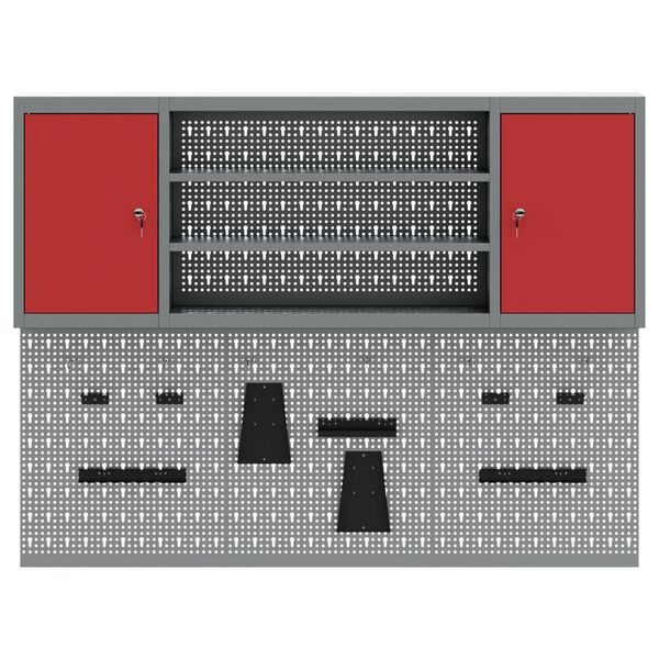 vidaXL Įrankių spinta ir pegboard rinkinys su lentyna 6 pcs Juoda