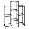 vidaXL Stovas gėlėms su ratukais, juodas, 83x25x103,5cm, geležis