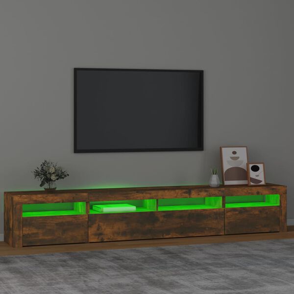 vidaXL Televizoriaus spintelė su LED, dūminio ąžuolo, 240x35x40cm