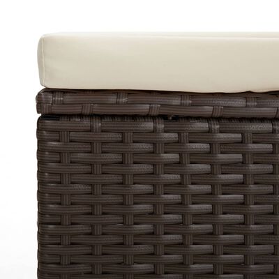 vidaXL Otomanė su pagalvėle, rudos spalvos, 40x30x40cm, poliratanas