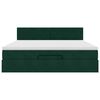 vidaXL Osmanų lova su čiužiniu ir LED Tamsiai žalia 180x200cm Velvet