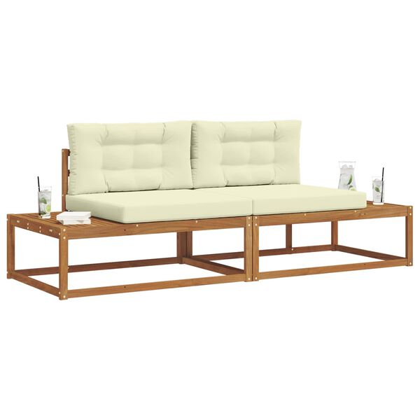 vidaXL Lauko sofos komplektas 2 Vienetas Natūralus ir grietinėlė