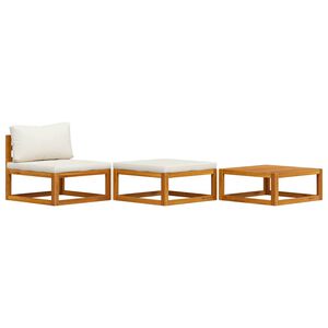 vidaXL Sodo komplektas su kreminėmis pagalvėmis, 3 dalių, akacija