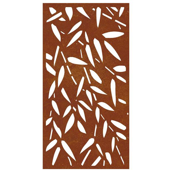 vidaXL Sodo sienos dekoracija, 105x55cm, corten plienas, bambukas