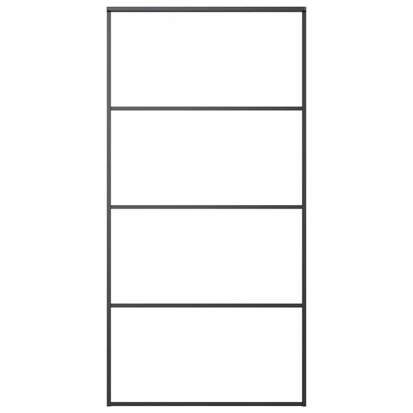 vidaXL Stumdomos durys, juodos, 102,5x205cm, ESG stiklas ir aliuminis