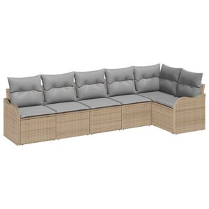 vidaXL Sodo Sofų Rinkinys su saugykla 6 pcs Smėlio poliratanas