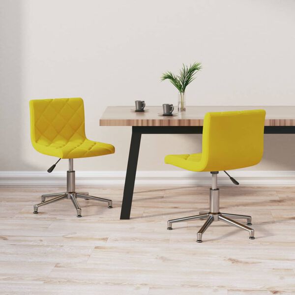 vidaXL Pasukamos valgomojo kėdės, 2vnt., garstyčių geltonos, aksomas