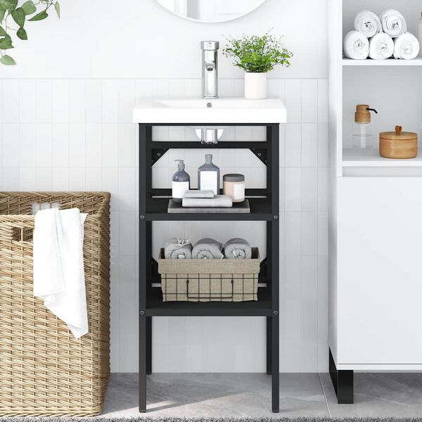 vidaXL Vonios kambario praustuvo rėmas, juodas, 40x38x83cm, geležis