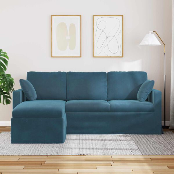 vidaXL Sofa Mėlyna 198 x 134 x 80 cm Aksomas