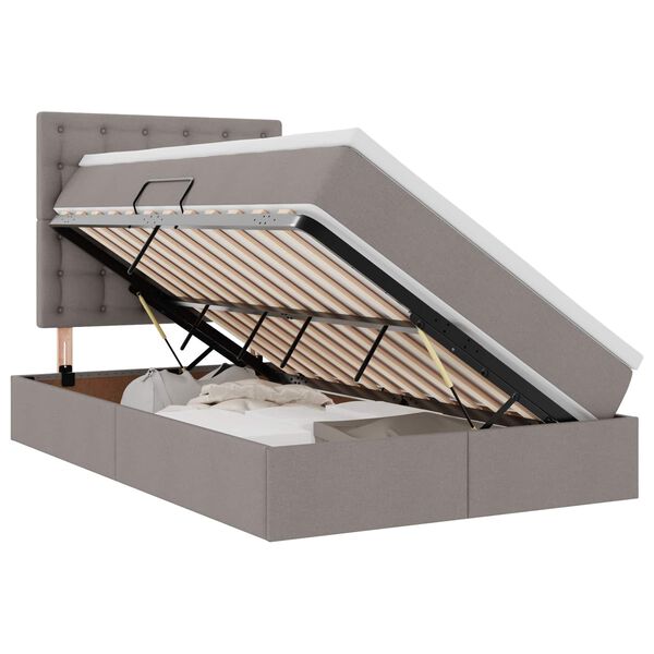 vidaXL Lova su daiktų laikymo vieta ir čiužiniu Taupe 120 x 190 cm